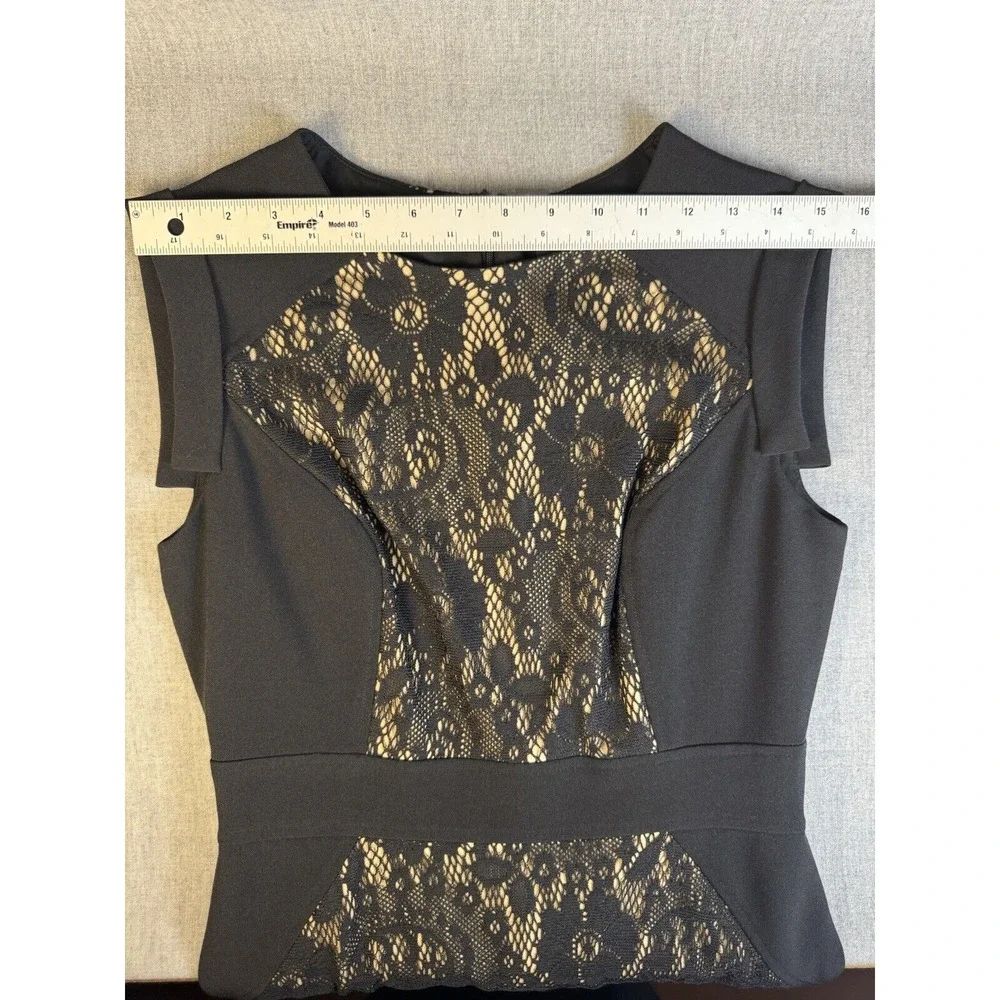 Adrianna Papell Womens Dress Size 4 Black Lace Sleeveless Zipper Back Crew Neck - Picture 11 of 16